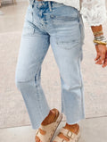 High Waisted Cropped Straight Leg Denim