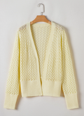 Solid Pointelle Knit Open Front Cardigan