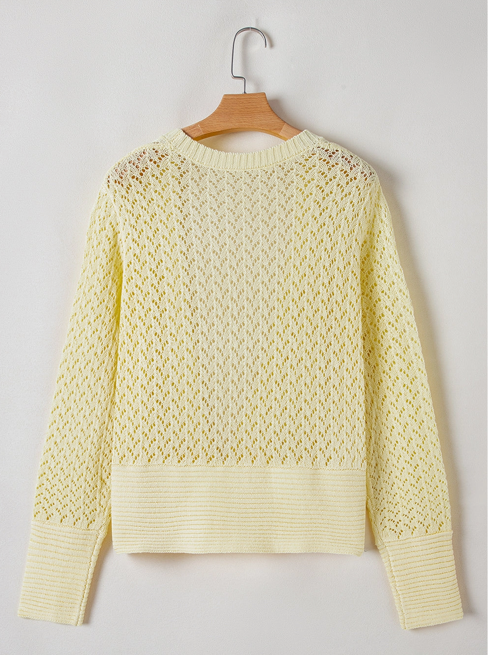 Solid Pointelle Knit Open Front Cardigan